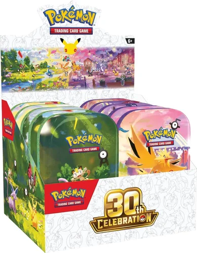 Pokémon TCG 30th Celebration mini tins display